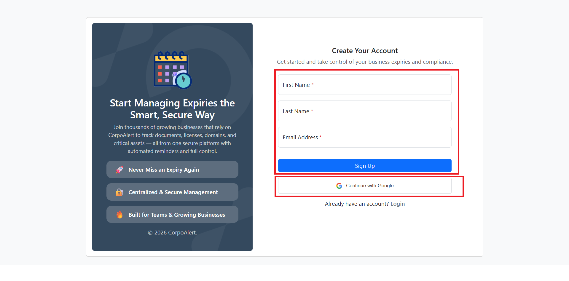 Partner Portal Login Page